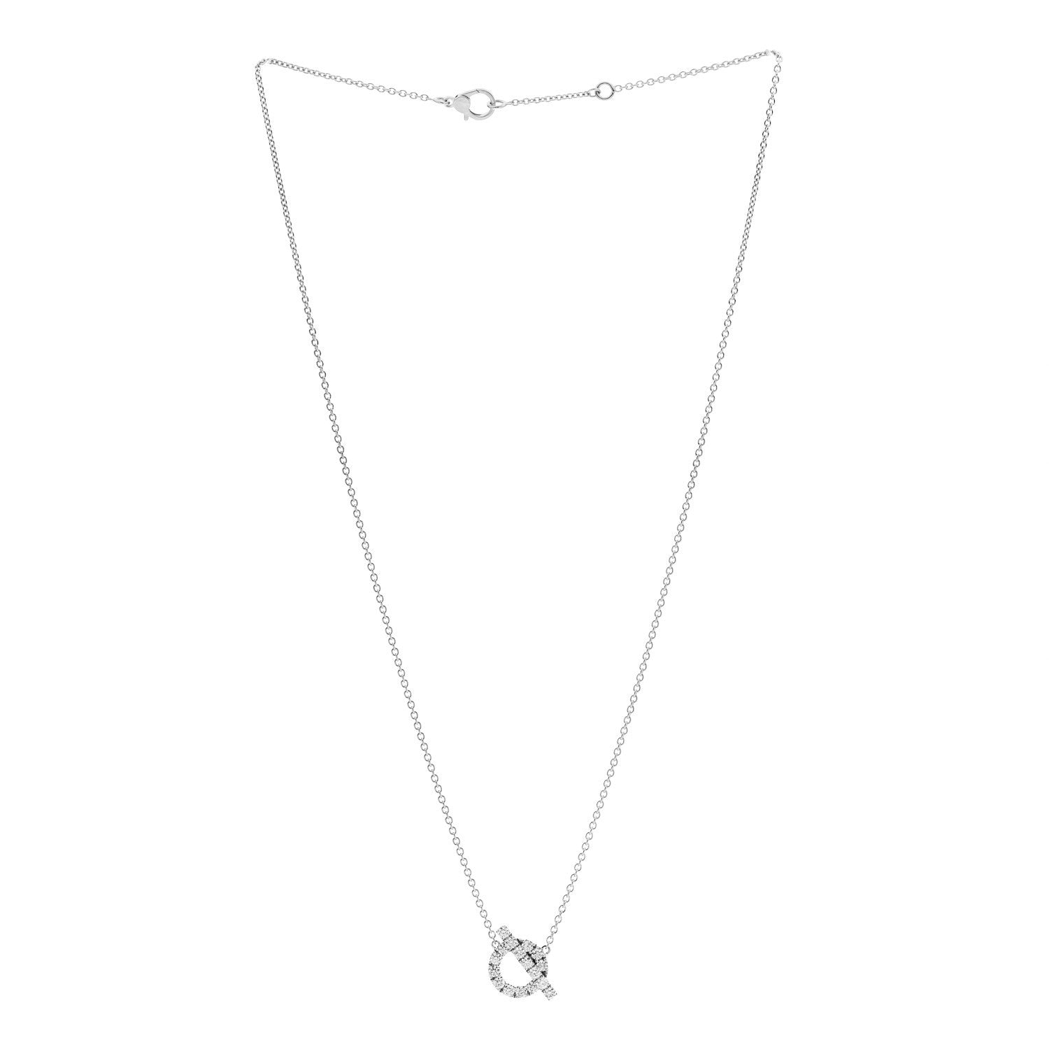 Hermes 18K White Gold Diamond Finesse Pendant Necklace 3 of 5