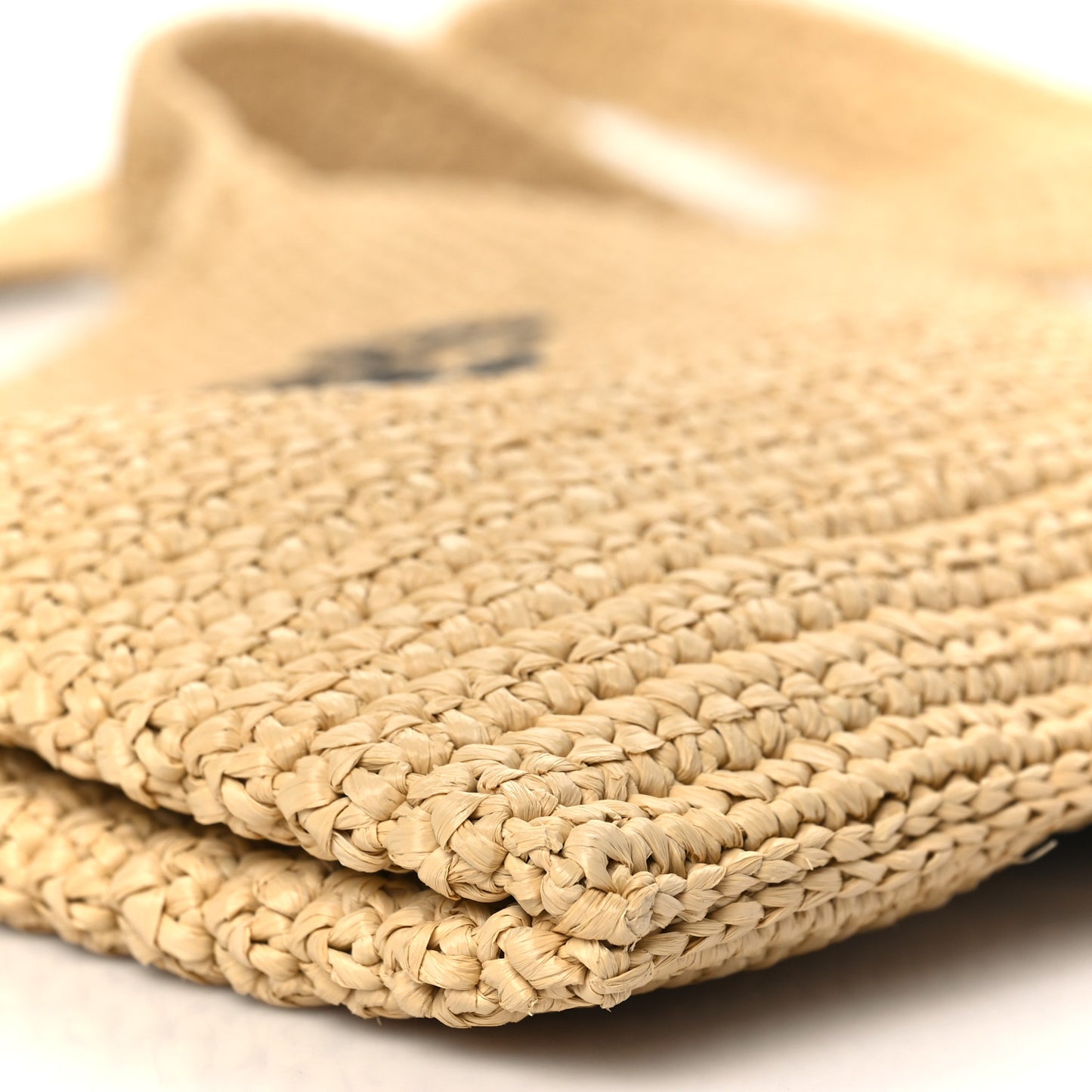 Yarn Raffia Effect Crochet Embroidered Logo Tote Messenger Bag Naturale