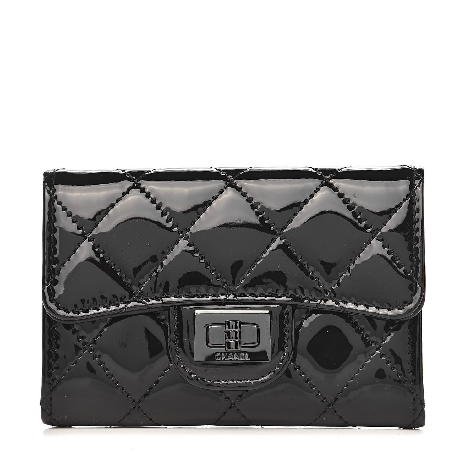 Patent Quilted Reissue Flap Card Holder So Black