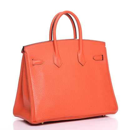Hermes Taurillon Clemence Birkin 25 Orange Poppy 3 of 25