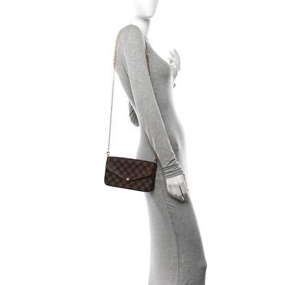 Louis Vuitton Damier Ebene Pochette Felicie Chain Wallet 2 of 12