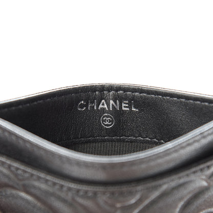 Chanel Goatskin Camellia Embossed Card Holder Anthracite 6 of 9