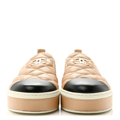 Chanel Lambskin Quilted Womens CC Stroll Sneakers 36.5 Beige 3 of 12
