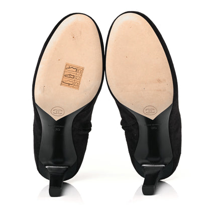 Chanel Suede Grosgrain CC Short Boots 35 Black 6 of 9