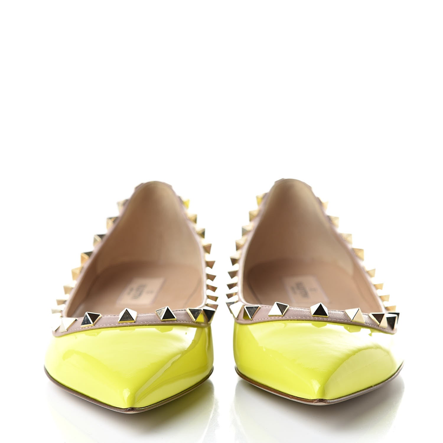 Valentino Garavani Patent Rockstud Ballerina Flats 36.5 Yellow Fluo Poudre 2 of 9
