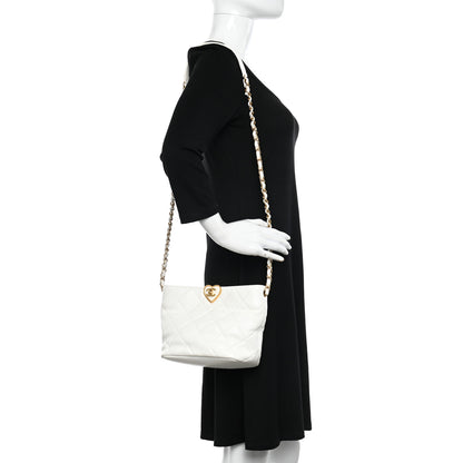 Chanel Lambskin Plexiglass Quilted Coco Love Bucket Bag White 2 of 11