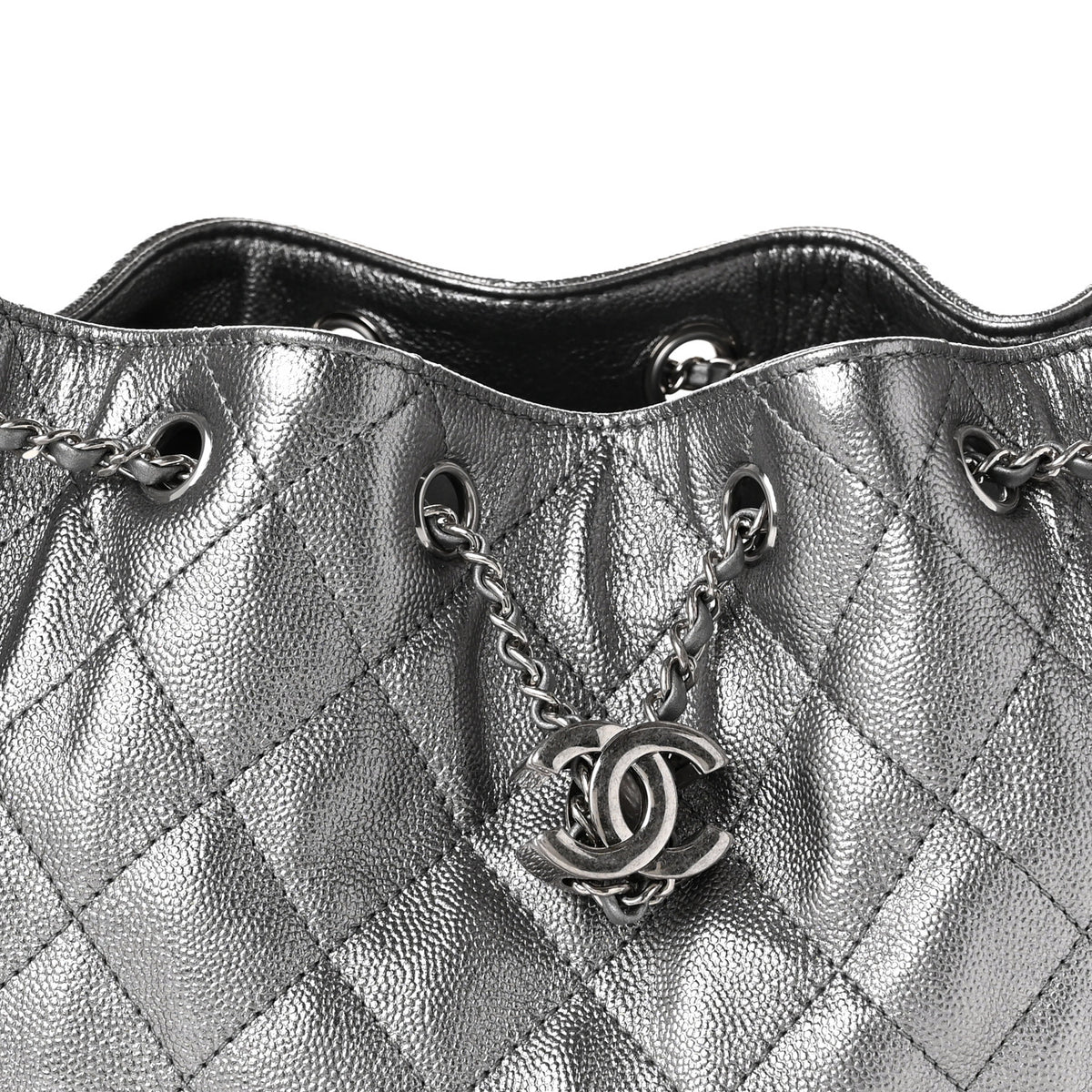 Metallic Caviar Quilted Small Chanel 25 Handbag Anthracite