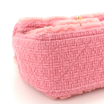 Chanel Shearling Tweed Quilted Mini Square Flap Bag Light Pink 9 of 11