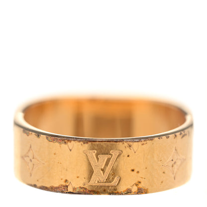 Louis Vuitton Brass Monogram Engraved Nanogram Ring M 52/6 Gold 3 of 6