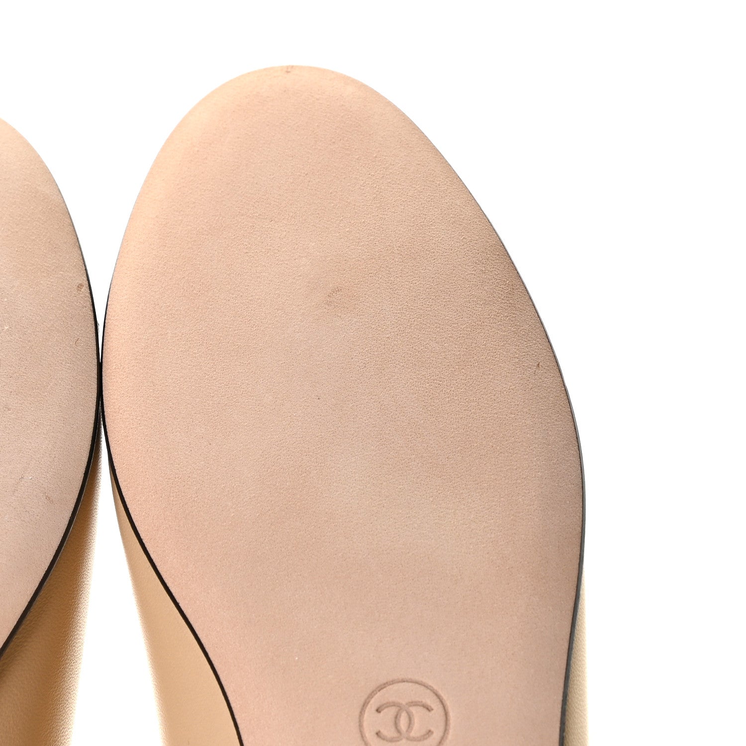 Chanel Lambskin Cap Toe Ballerina Flats 38 Beige Black 10 of 12