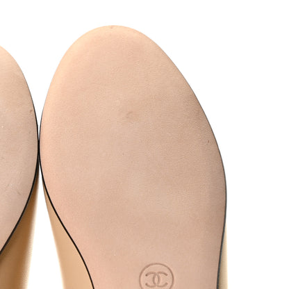 Chanel Lambskin Cap Toe Ballerina Flats 38 Beige Black 10 of 12