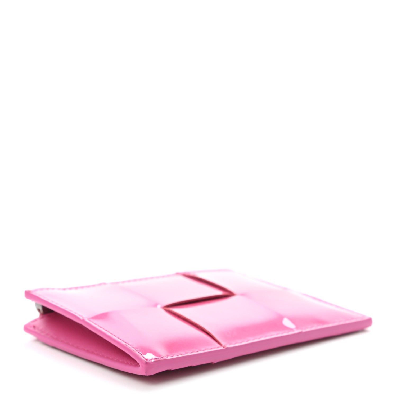 Bottega Veneta Metallic Patent Calfskin Intrecciato Zip Card Holder Pink 4 of 7