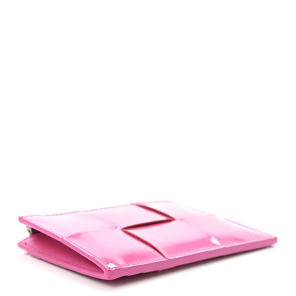Bottega Veneta Metallic Patent Calfskin Intrecciato Zip Card Holder Pink 4 of 7