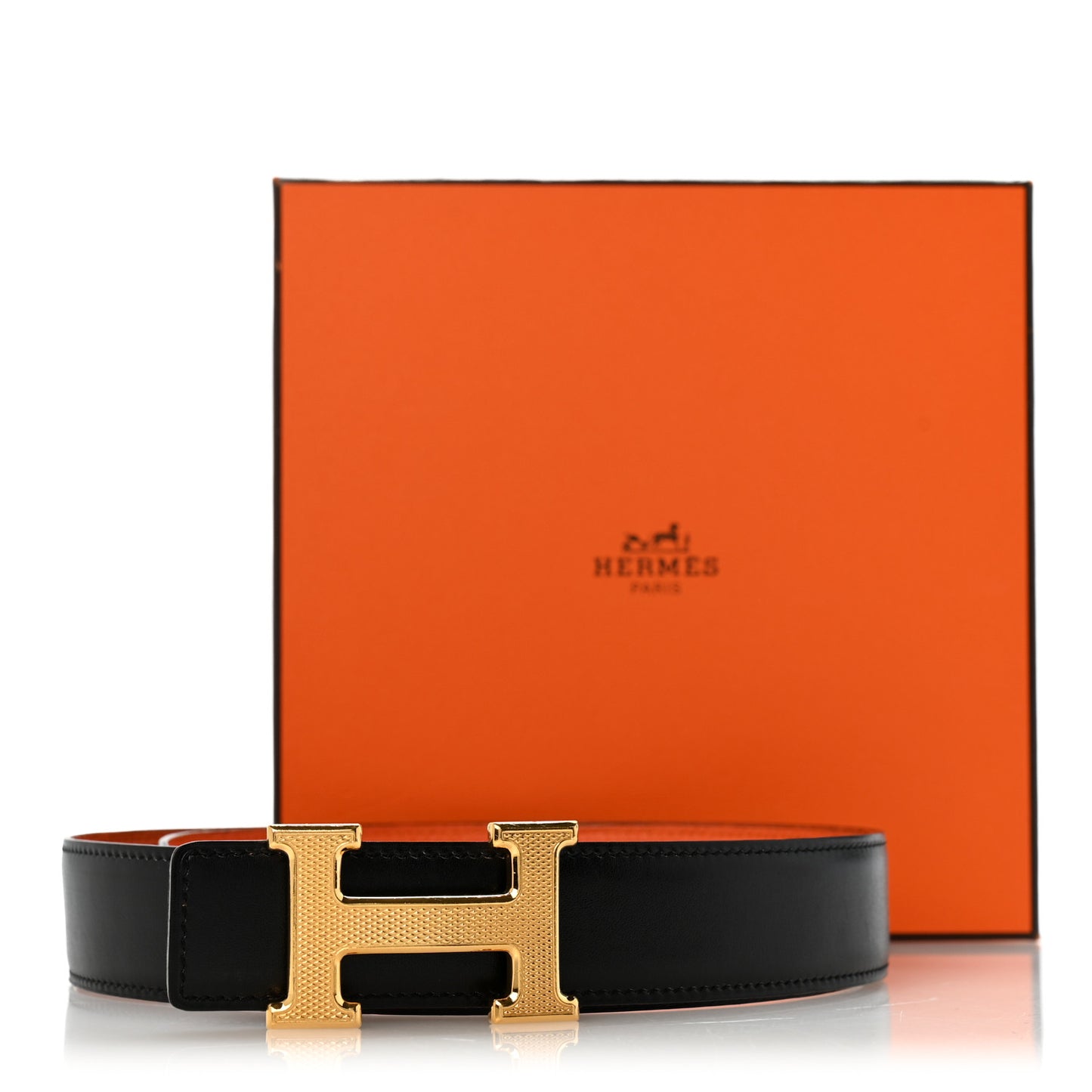 Box Togo 32mm Guilloche H Belt 90 36 Black Orange