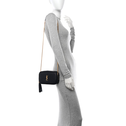 Saint Laurent Grain De Poudre Matelasse Monogram Mini Lou Camera Bag Black 2 of 11