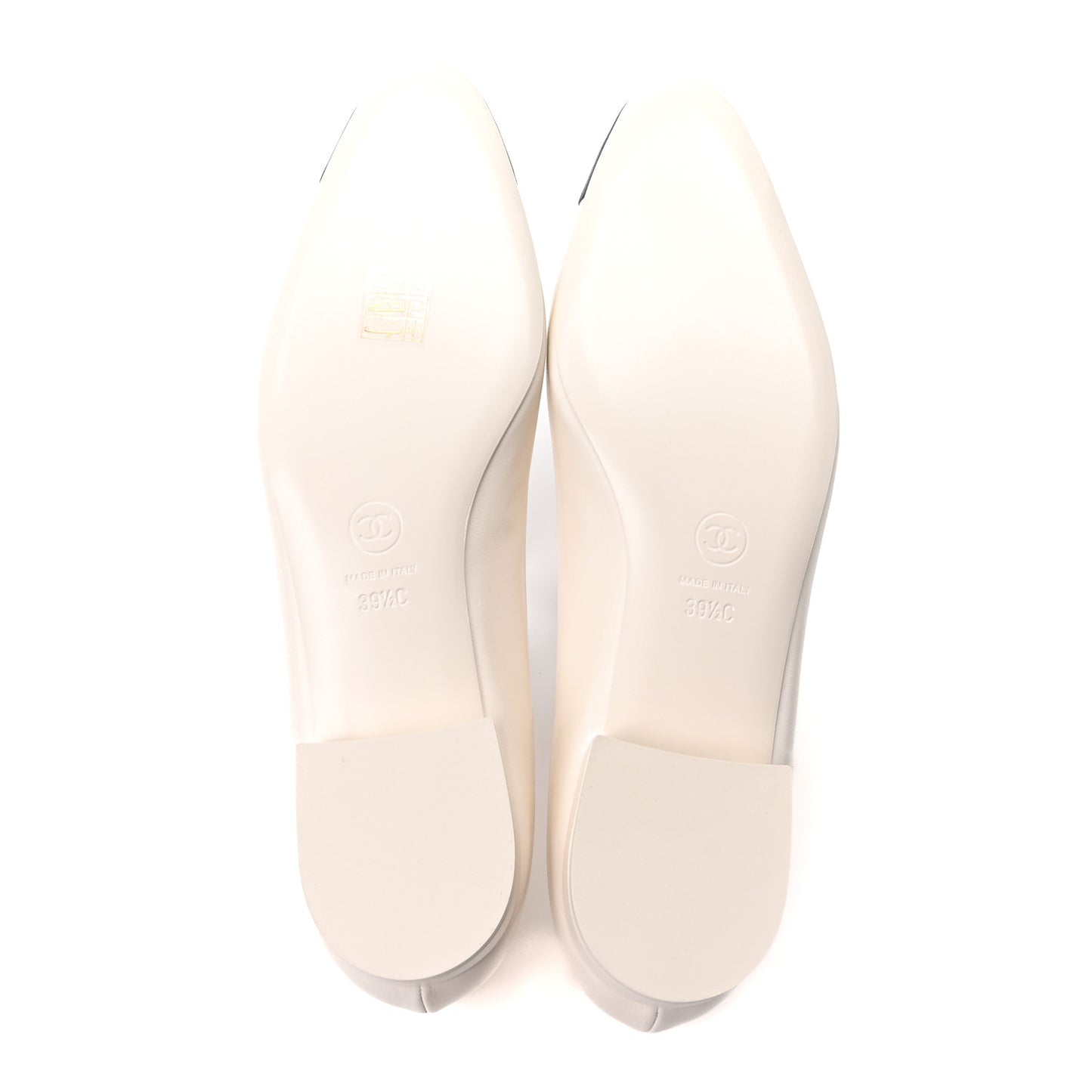 Goatskin CC Ballet Flats 39.5 White Black