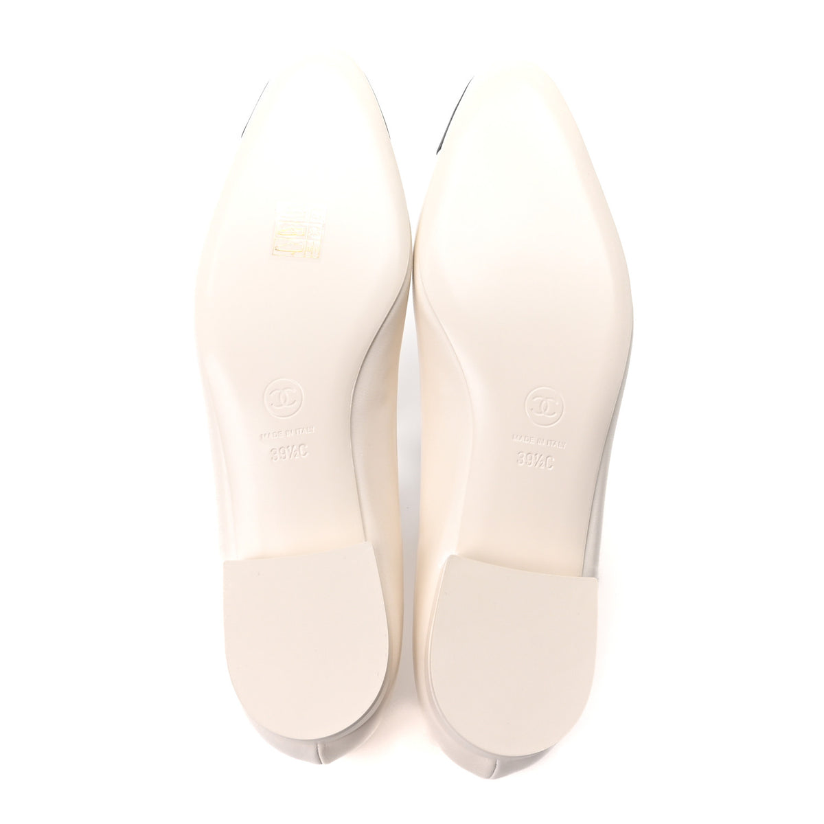 Chanel Goatskin CC Ballet Flats 39.5 White Black 6 of 10