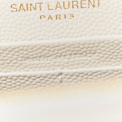 Saint Laurent Grain De Poudre Matelasse Chevron Monogram Envelope Chain Wallet Crema Soft 7 of 11