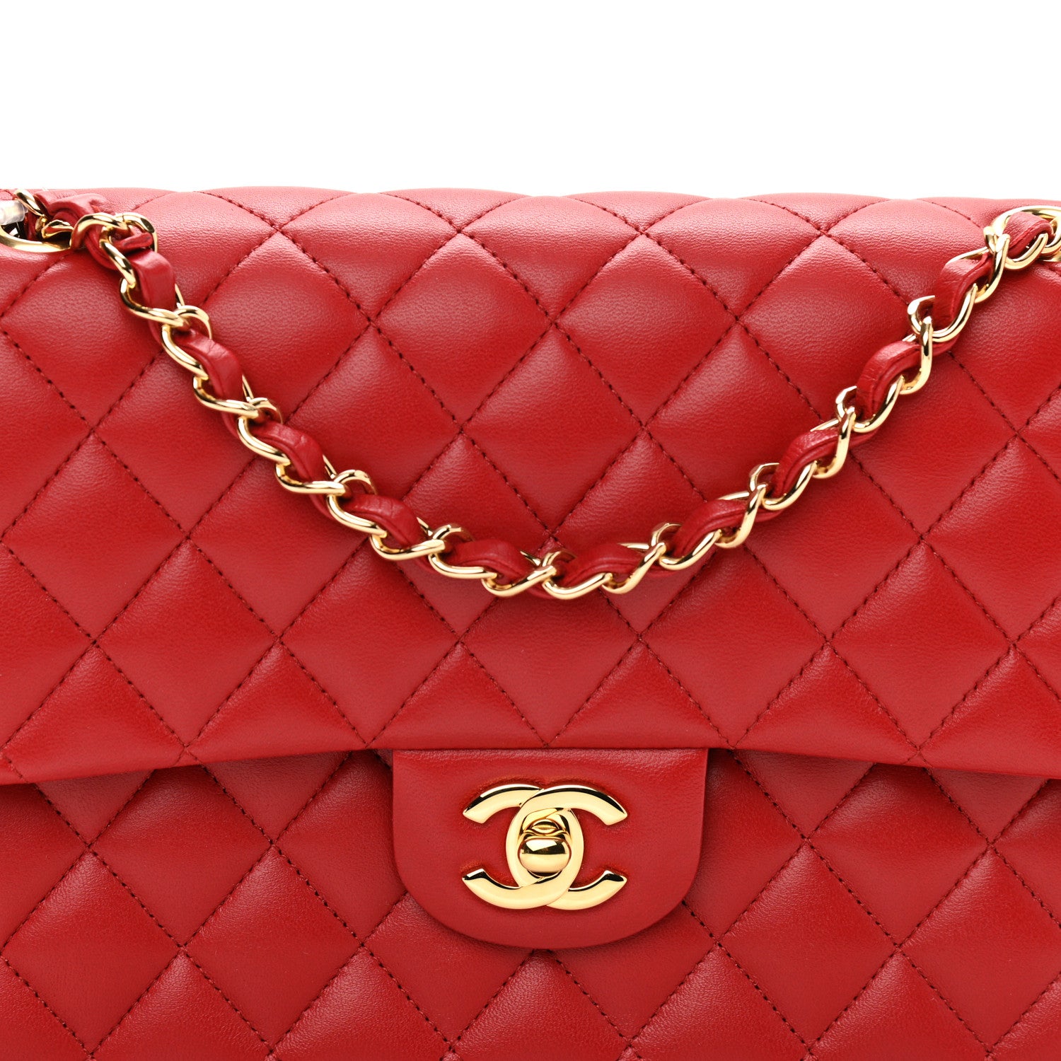 Chanel Lambskin Quilted Medium Double Flap Red 6 of 9