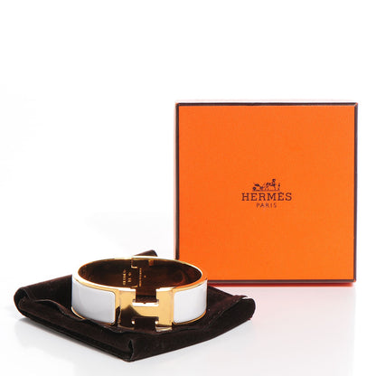 Hermes Enamel Wide Clic Clac H Bracelet GM White 5 of 5