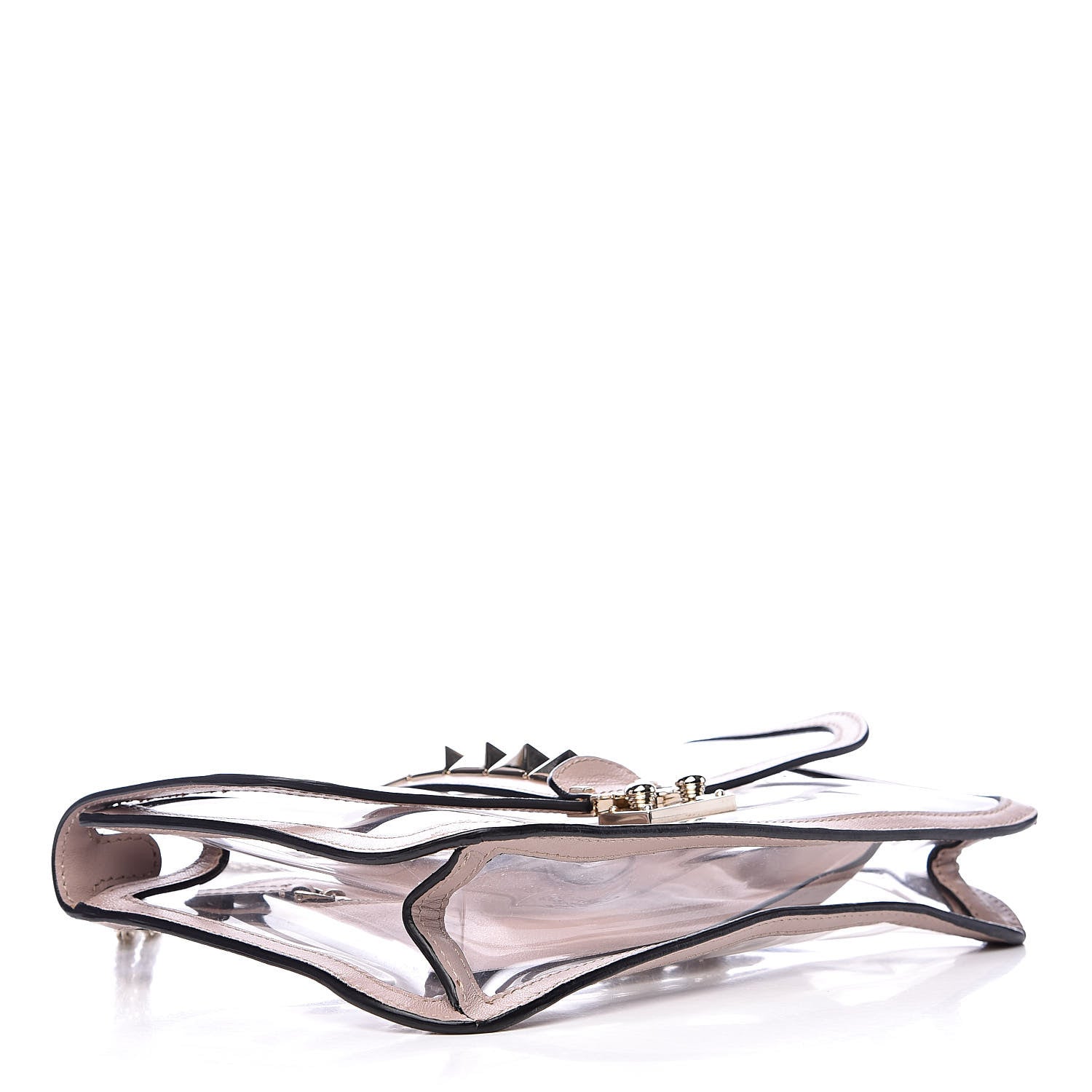 Valentino Garavani PVC Nappa Naked Medium Glam Lock Rockstud Flap Poudre 4 of 10