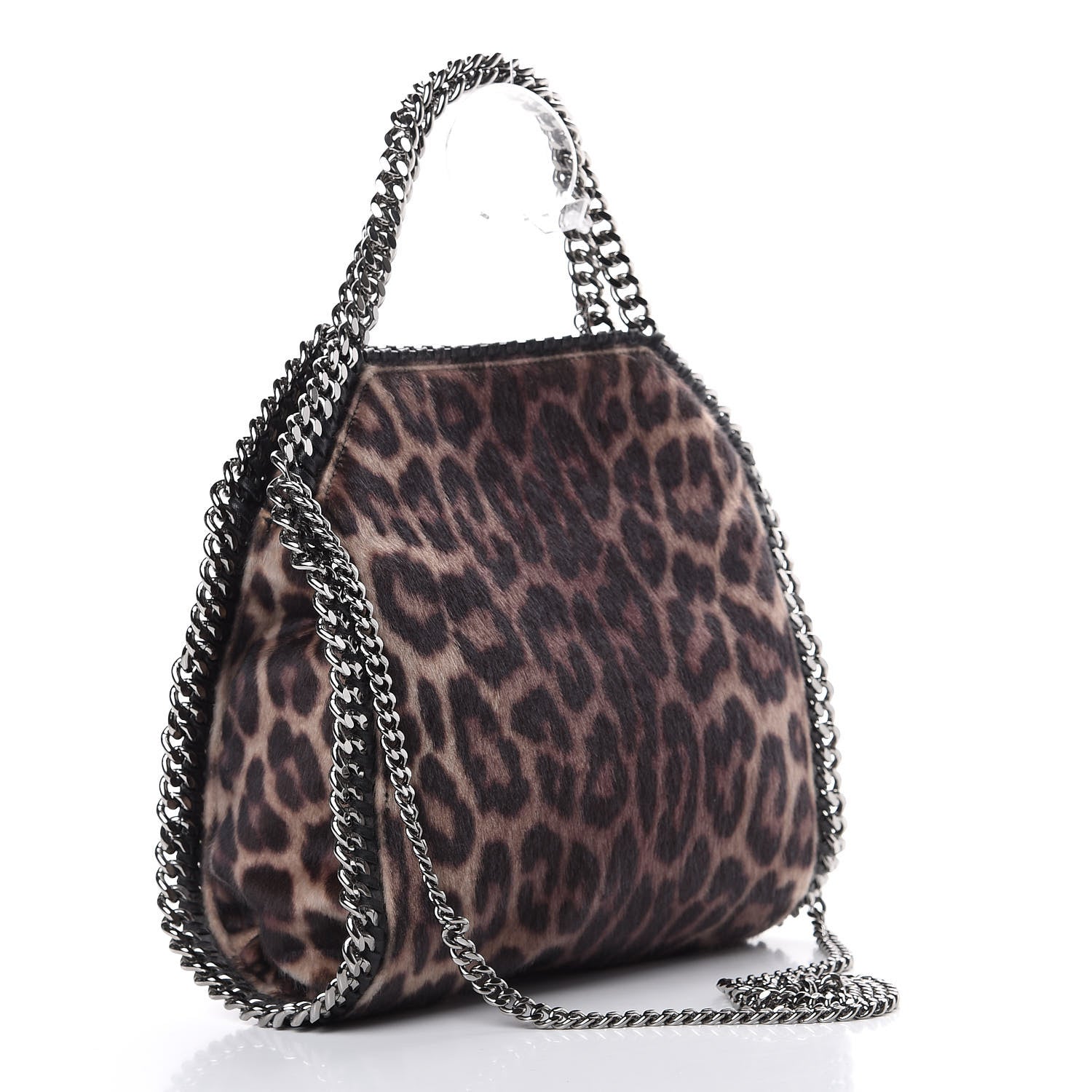 Stella McCartney Faux Calf Hair Leopard Print Mini Falabella Fold Over Tote Black 2 of 9