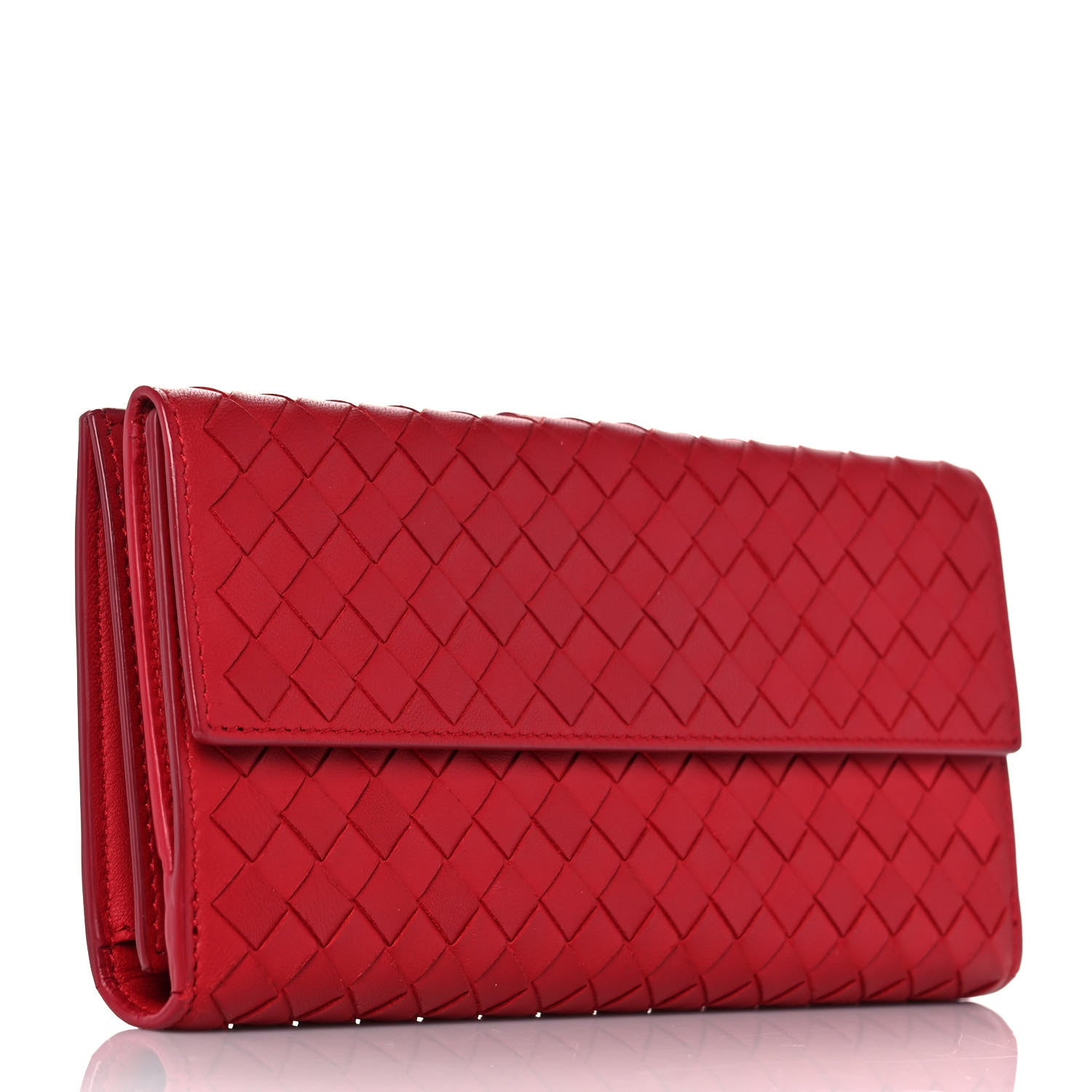 Bottega Veneta Nappa Intrecciato Continental Flap Wallet China Red 3 of 10