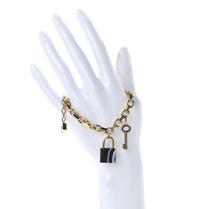 Louis Vuitton Onyx Crystal Padlock and Key Bracelet Gold 2 of 6