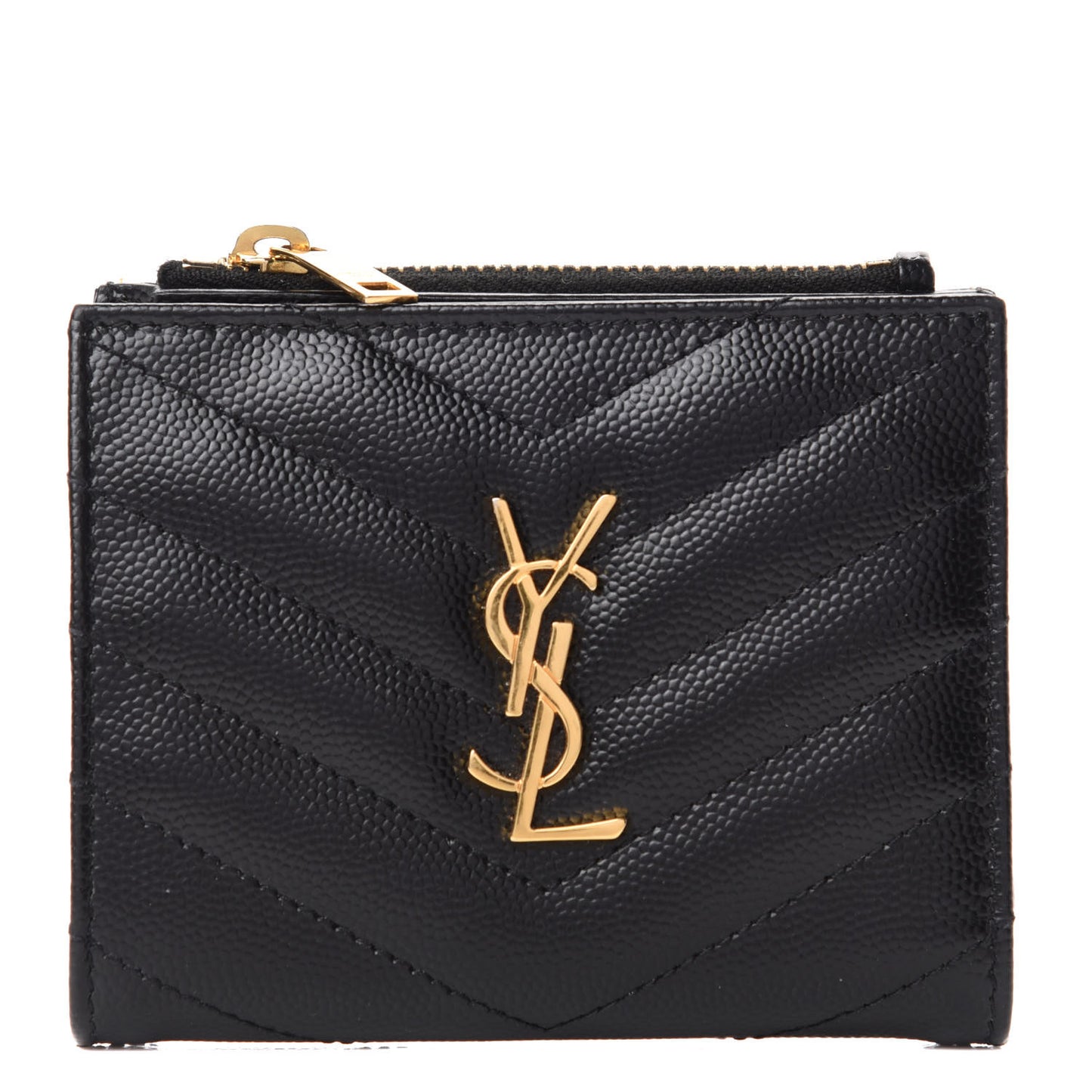 Grain De Poudre Matelasse Chevron Monogram Zipped Card Case Black