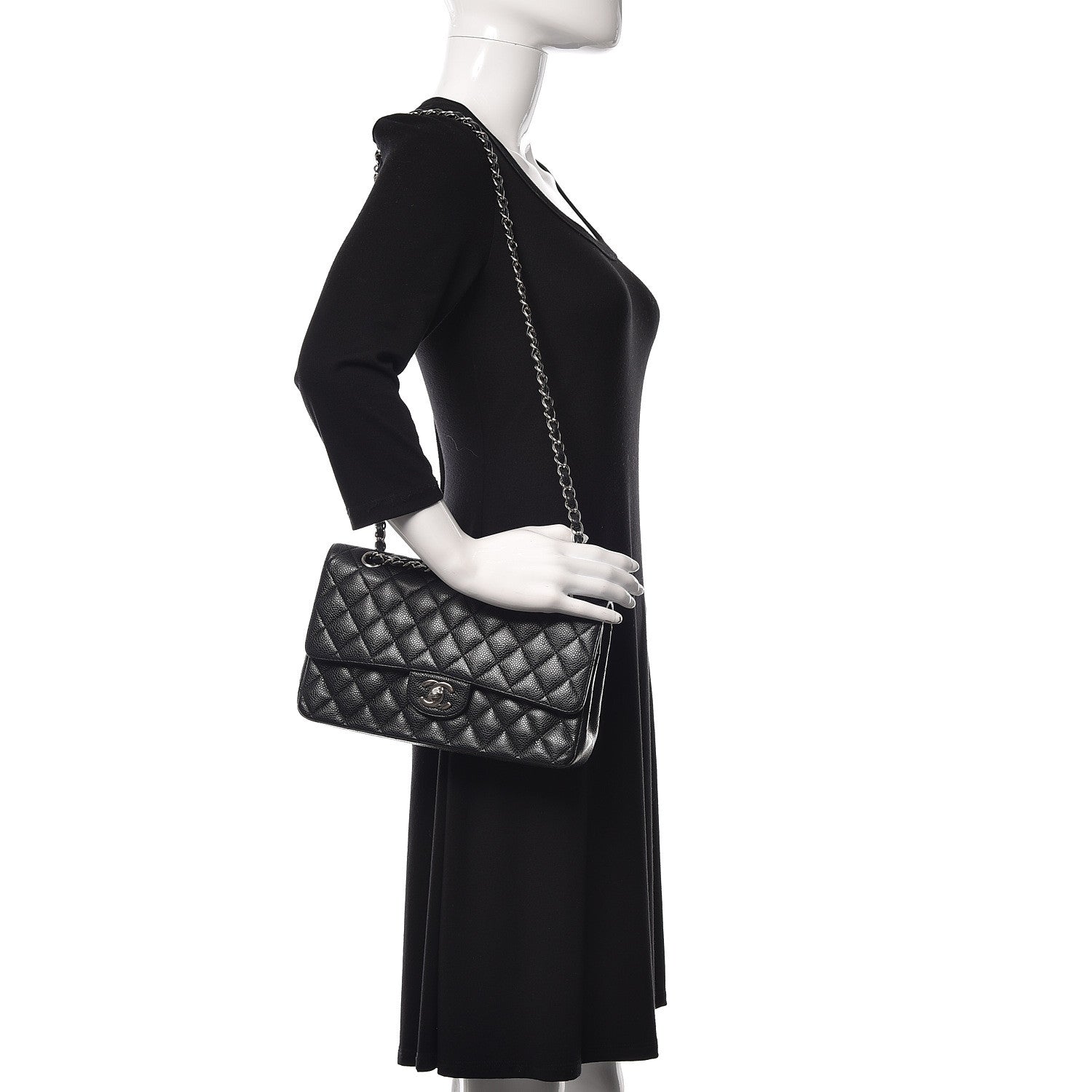 Chanel Caviar Quilted Medium Double Flap Black 2 of 12