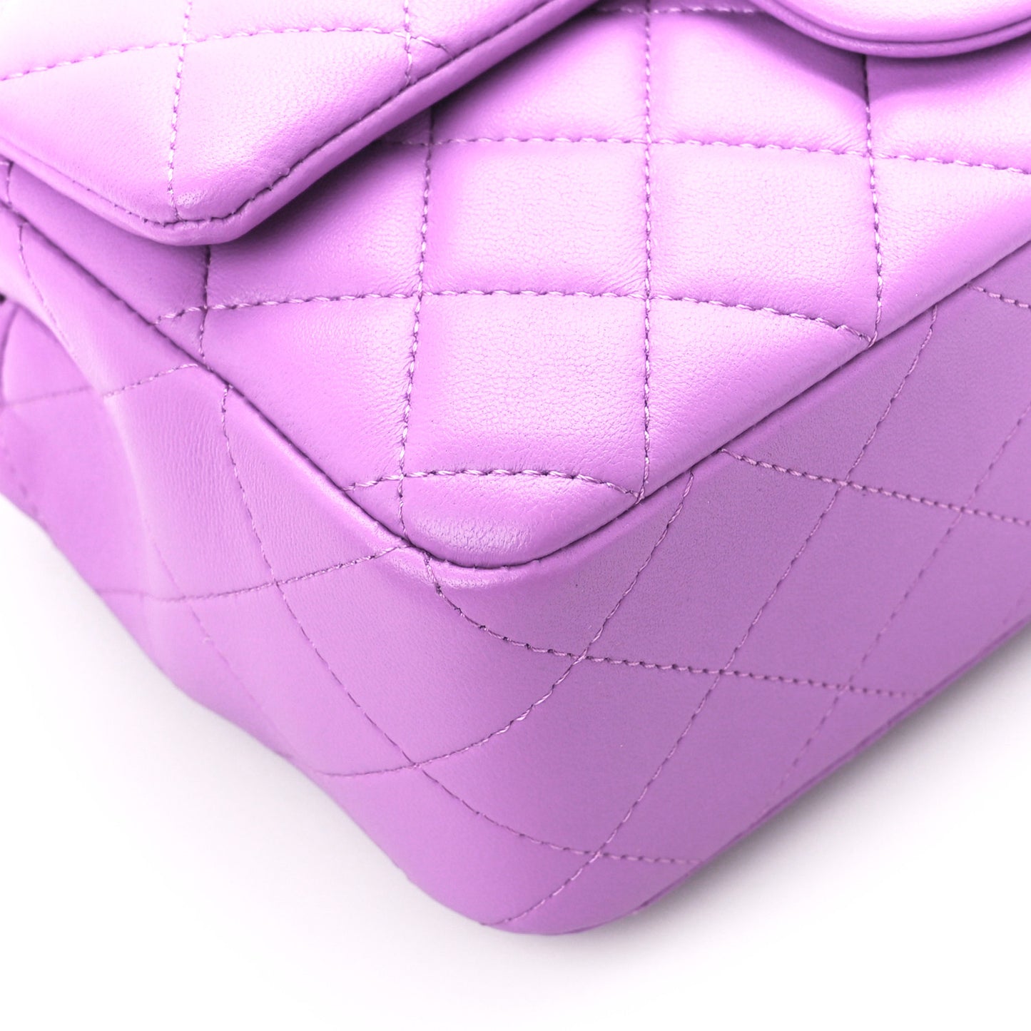Lambskin Quilted Mini Rectangular Flap Purple