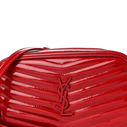 Saint Laurent Patent Calfskin Matelasse Monogram Mini Lou Camera Bag Eros Red 8 of 10