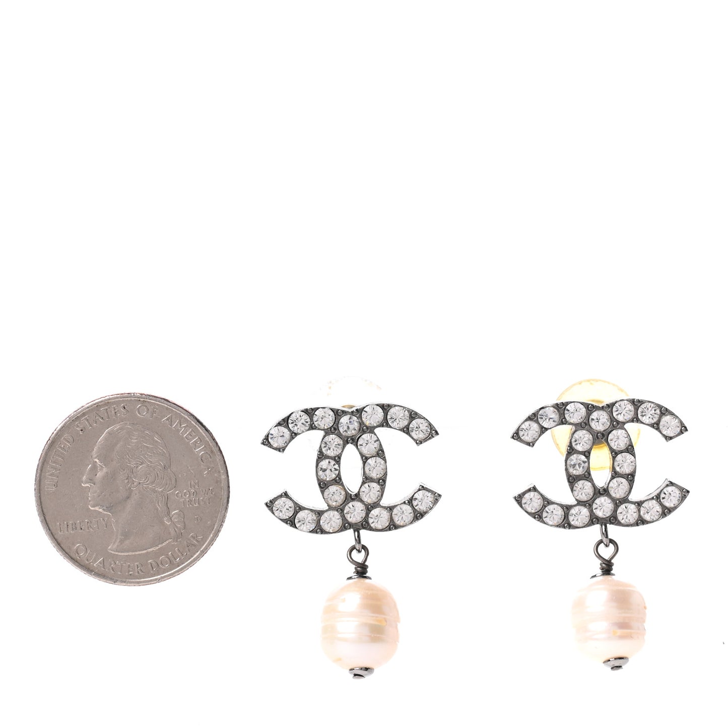 Ruthenium Crystal Pearl CC Drop Earrings