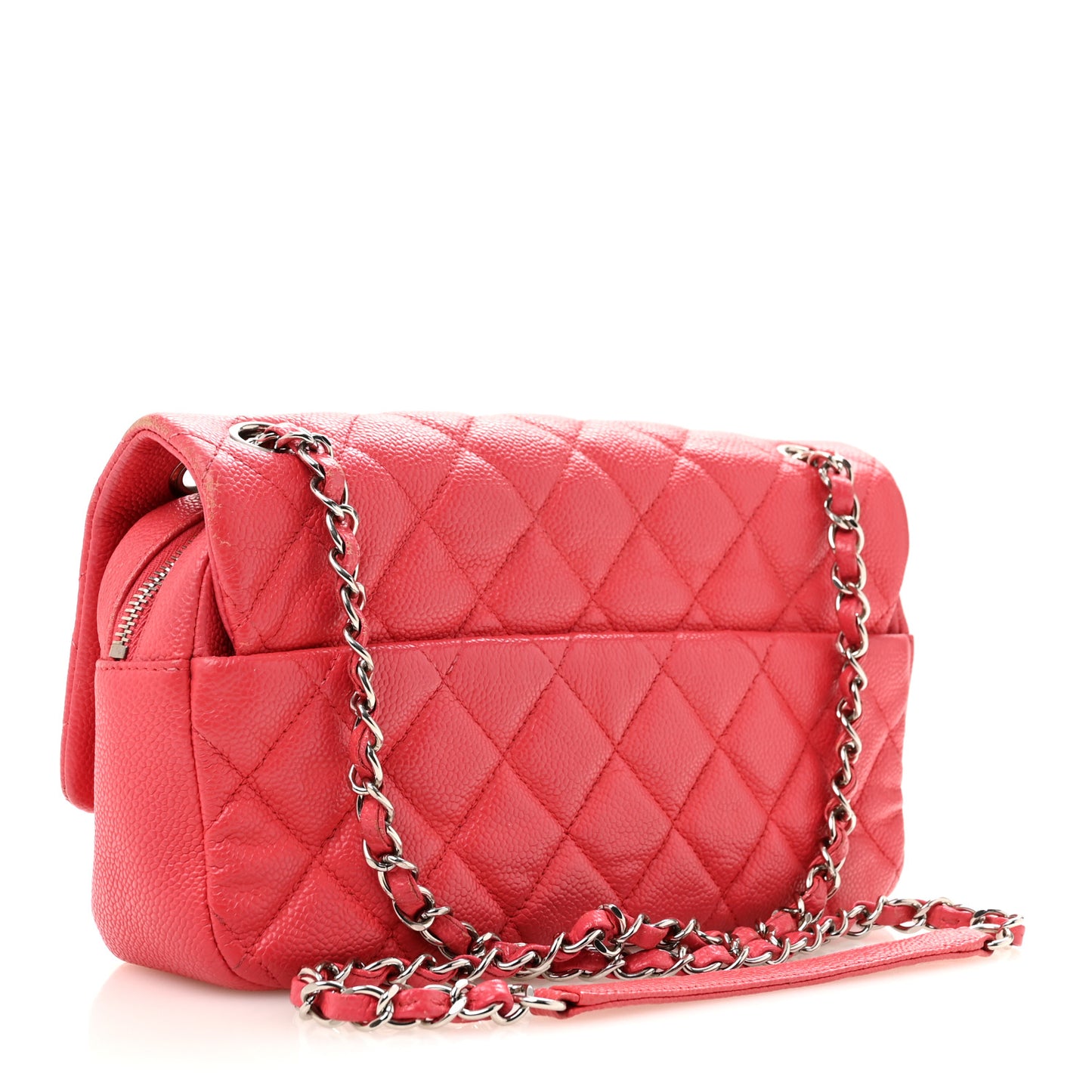 Caviar Quilted Medium Easy Flap Coral