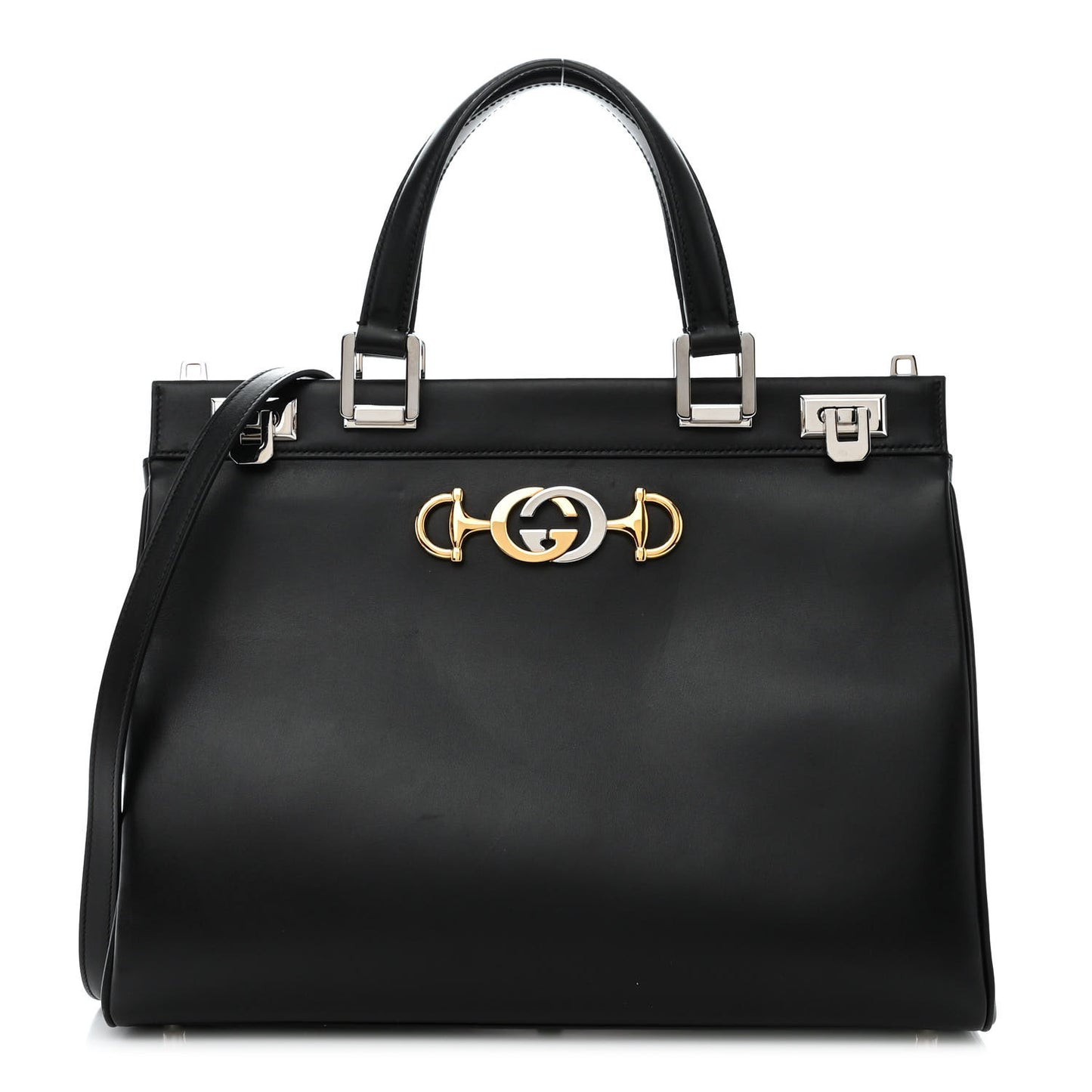 Smooth Calfskin Medium Zumi Top Handle Bag Black