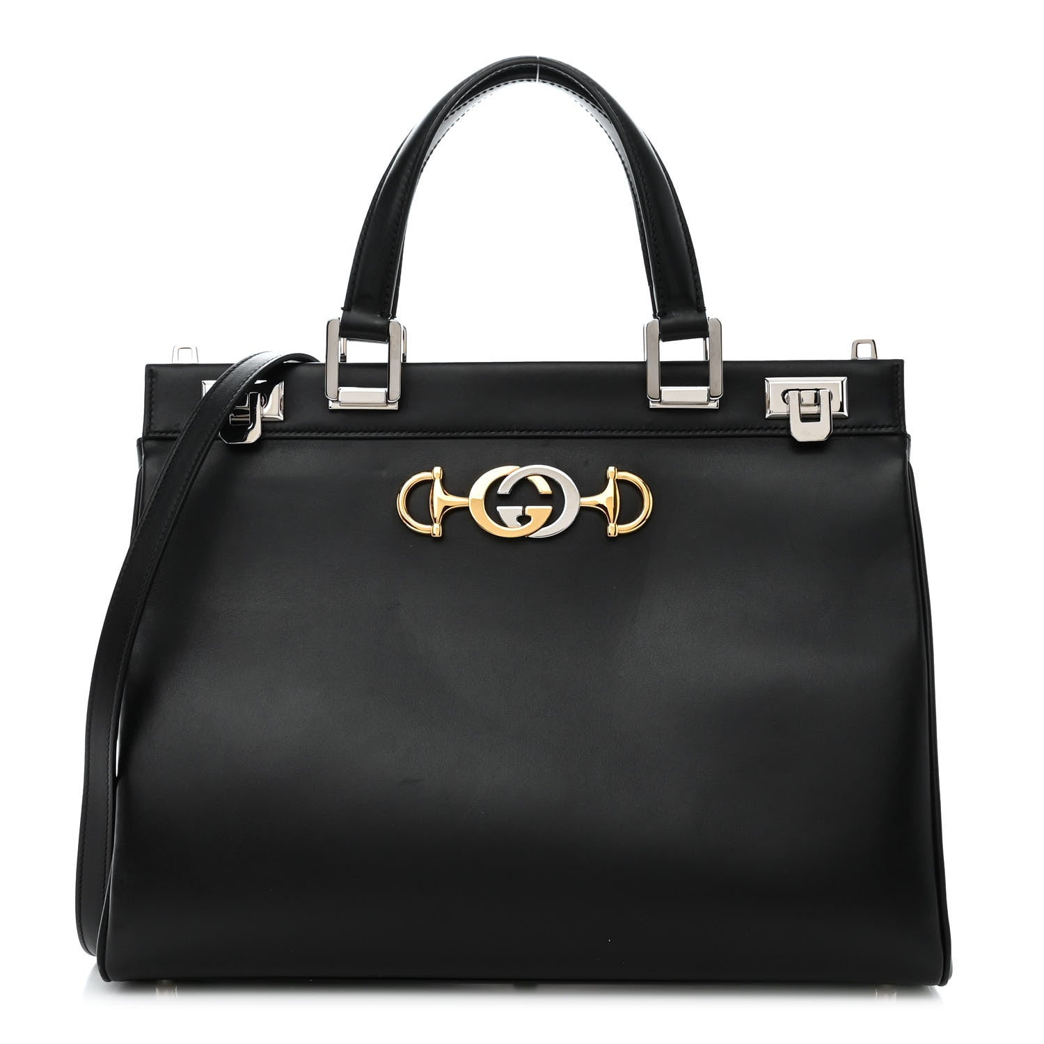 Gucci Smooth Calfskin Medium Zumi Top Handle Bag Black 1 of 10