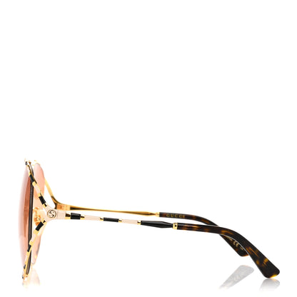 Gucci Metal Round Frame GG0595S Sunglasses Gold Black 3 of 7