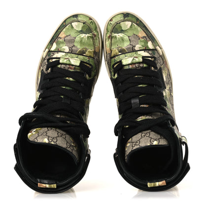 Gucci GG Monogram Blooms Web High Top Sneakers 8 Beige Green 2 of 12