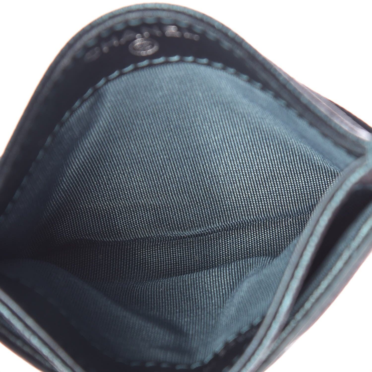 Chanel Iridescent Caviar Quilted Filigree Card Holder Dark Turquoise 4 of 10