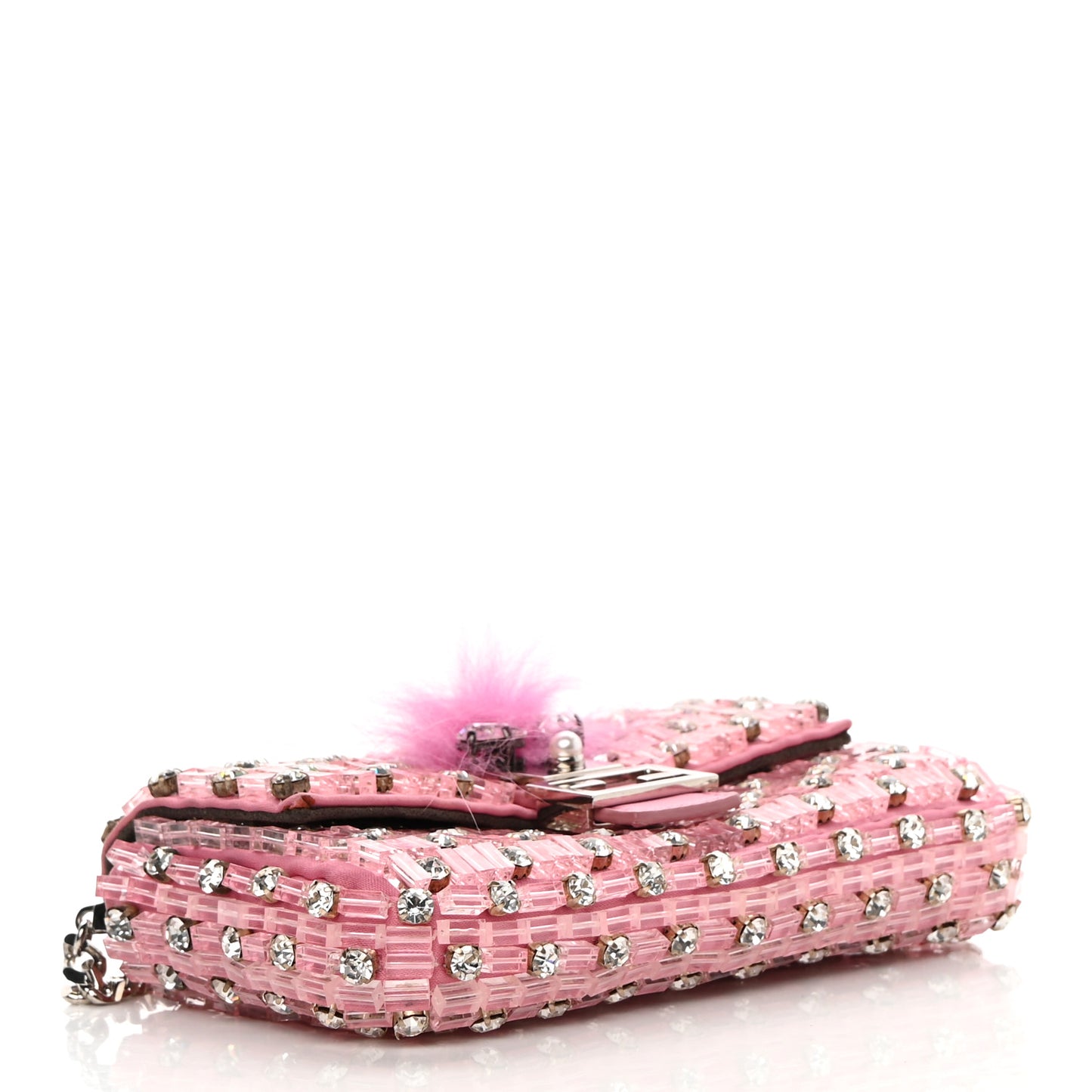 Crystal Beaded Monster Baguette Belt Bag Pink