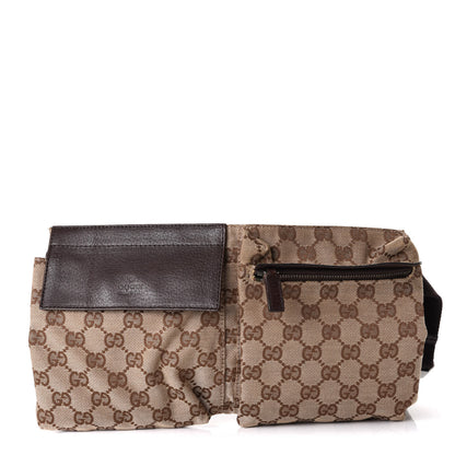 Gucci GG Monogram Double Pocket Belt Bag Dark Brown 1 of 9