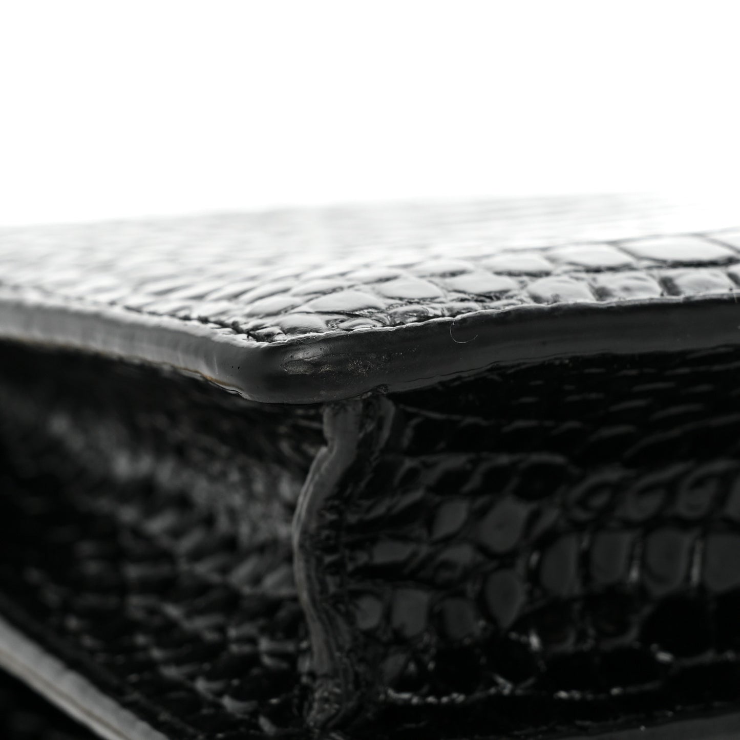 Calfskin Crocodile Embossed Medium Monogram Sunset Black