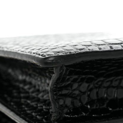 Saint Laurent Calfskin Crocodile Embossed Medium Monogram Sunset Black 15 of 15