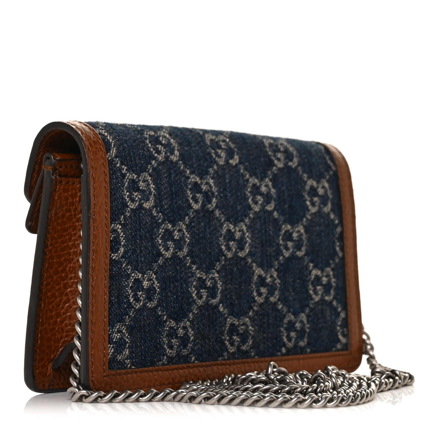 Gucci New Denim GG Monogram Dollar Calfskin Enamel Super Mini Dionysus Shoulder Bag Blue Tea Cuir Epilog Electric Blue 5 of 17