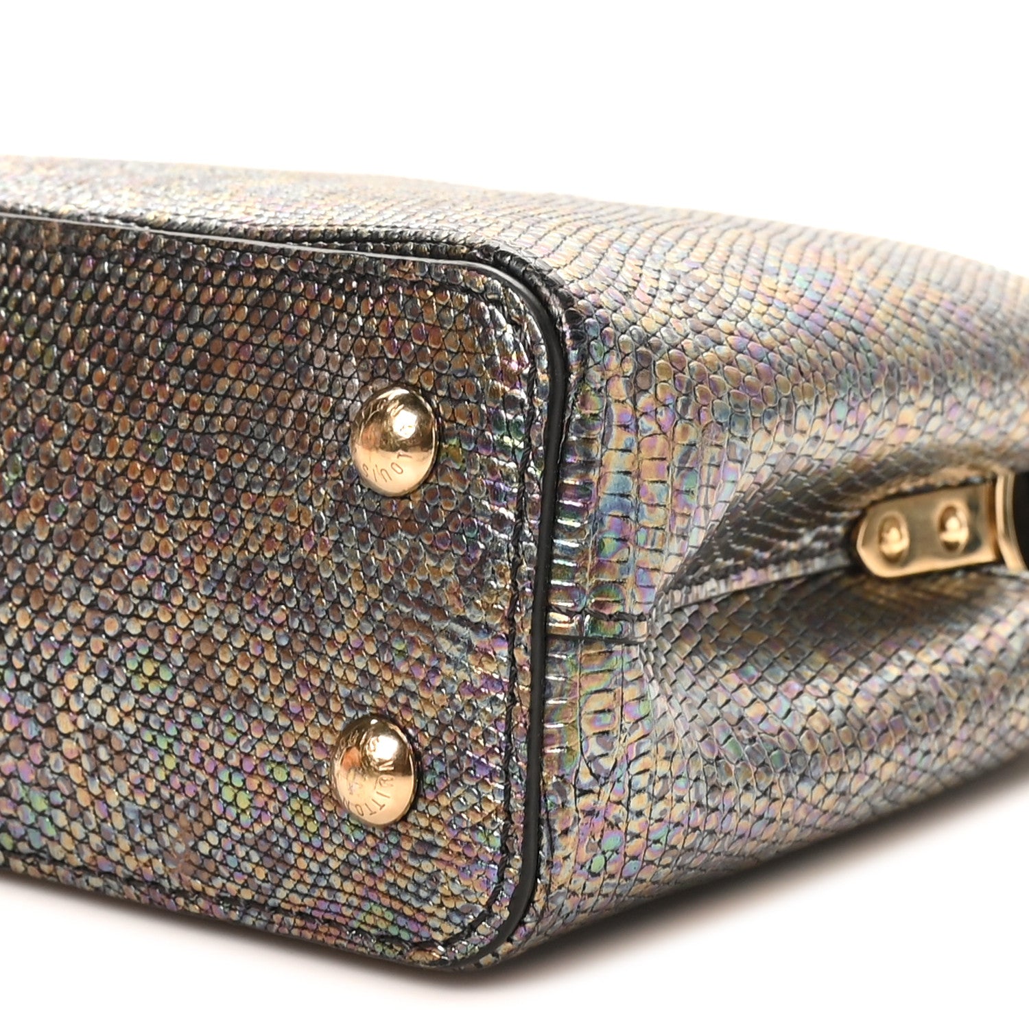 Louis Vuitton Lizard Capucines Mini Bleu Petrole 9 of 10