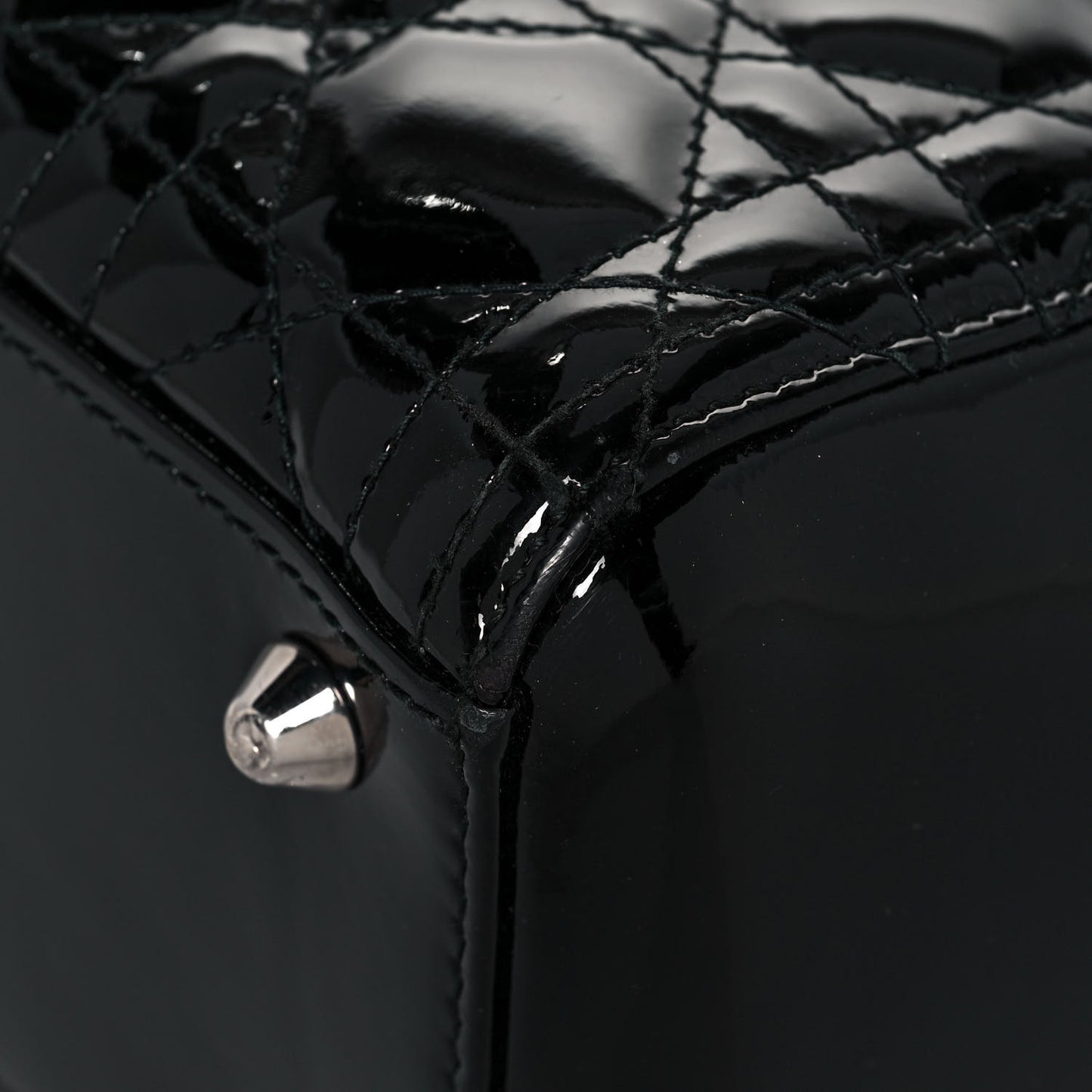 Patent Cannage Large Lady Dior Black
