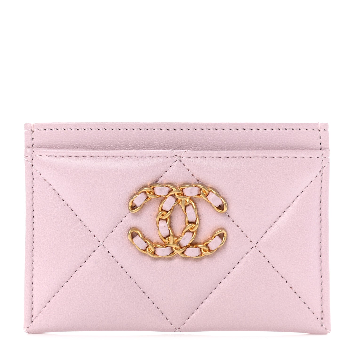 Chanel Lambskin Quilted Chanel 19 Card Holder Light Pink 1 of 10