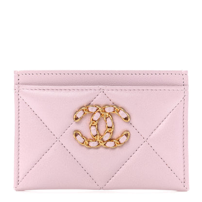 Chanel Lambskin Quilted Chanel 19 Card Holder Light Pink 1 of 10