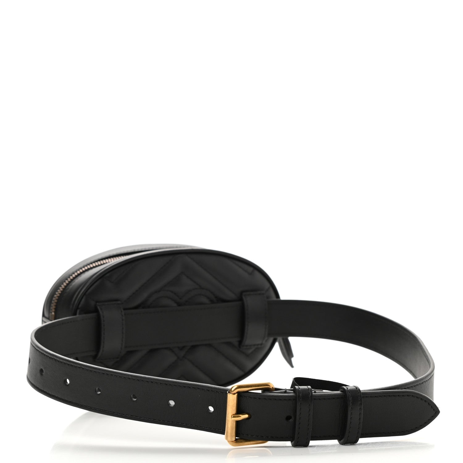 Gucci Calfskin Matelasse GG Marmont Belt Bag 75 30 Black 3 of 9