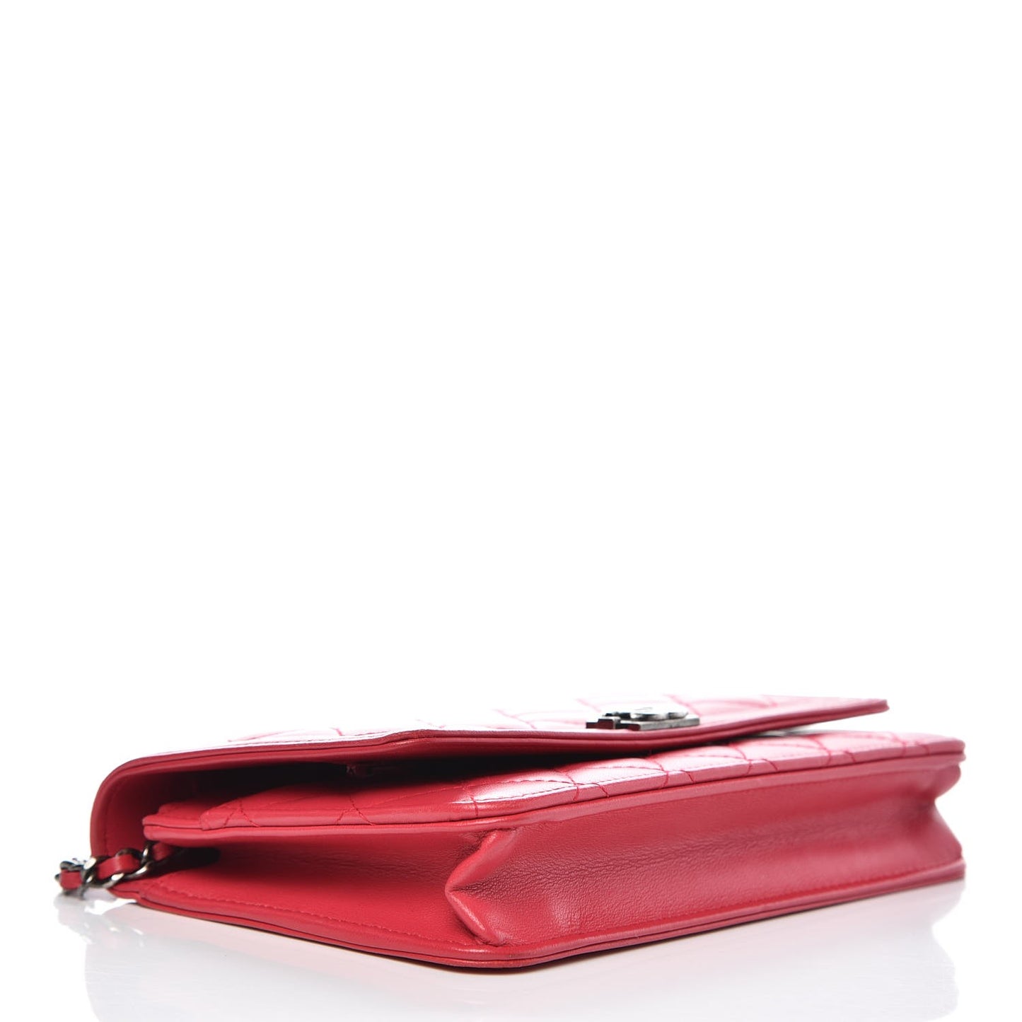 Lambskin Quilted Boy Wallet On Chain WOC Dark Fuchsia